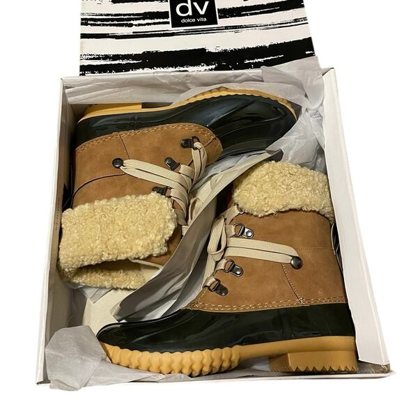 Dolce Vita Womens Ulito Brown Faux Fur Sherpa Lined Duck Boots Brown Size 7 NEW - Picture 2 of 11